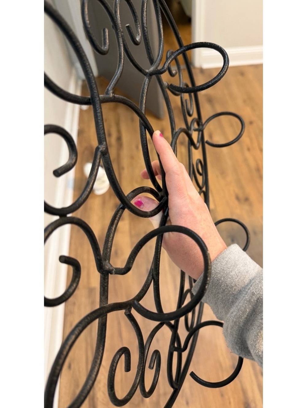 Black Iron Wall Hanging with Intricate Scrollwork and Floral Design - Decorative - Picture 7 of 7